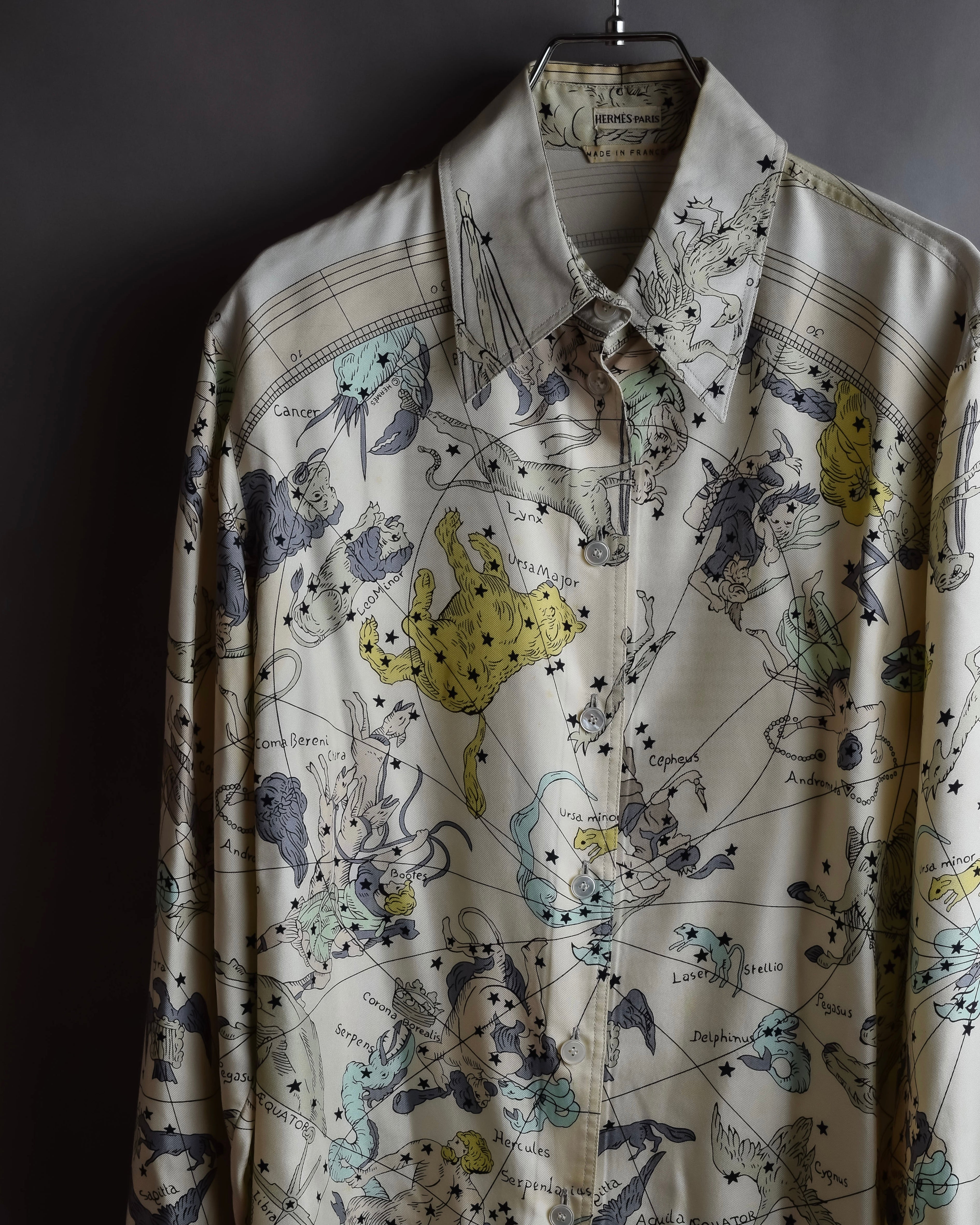 "HERMES" Margiela period Les Étoiles, Stars silk shirt