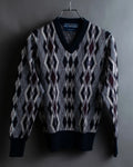 "COMME des GARCONS SHIRT × FRED PERRY" Argyle pattern box silhouette wool knit