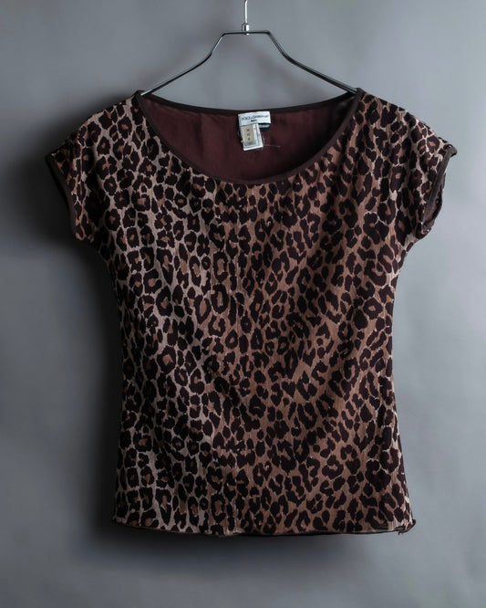 "DOLCE & GABBANA" Leopard print short cut and sew