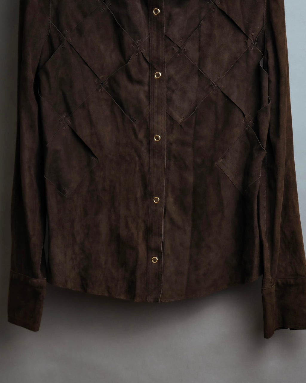 -SPECIAL- “BOTTEGA VENETA” 80’s-90’s Intrecciato suede leather shirt