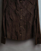 -SPECIAL- “BOTTEGA VENETA” 80’s-90’s Intrecciato suede leather shirt