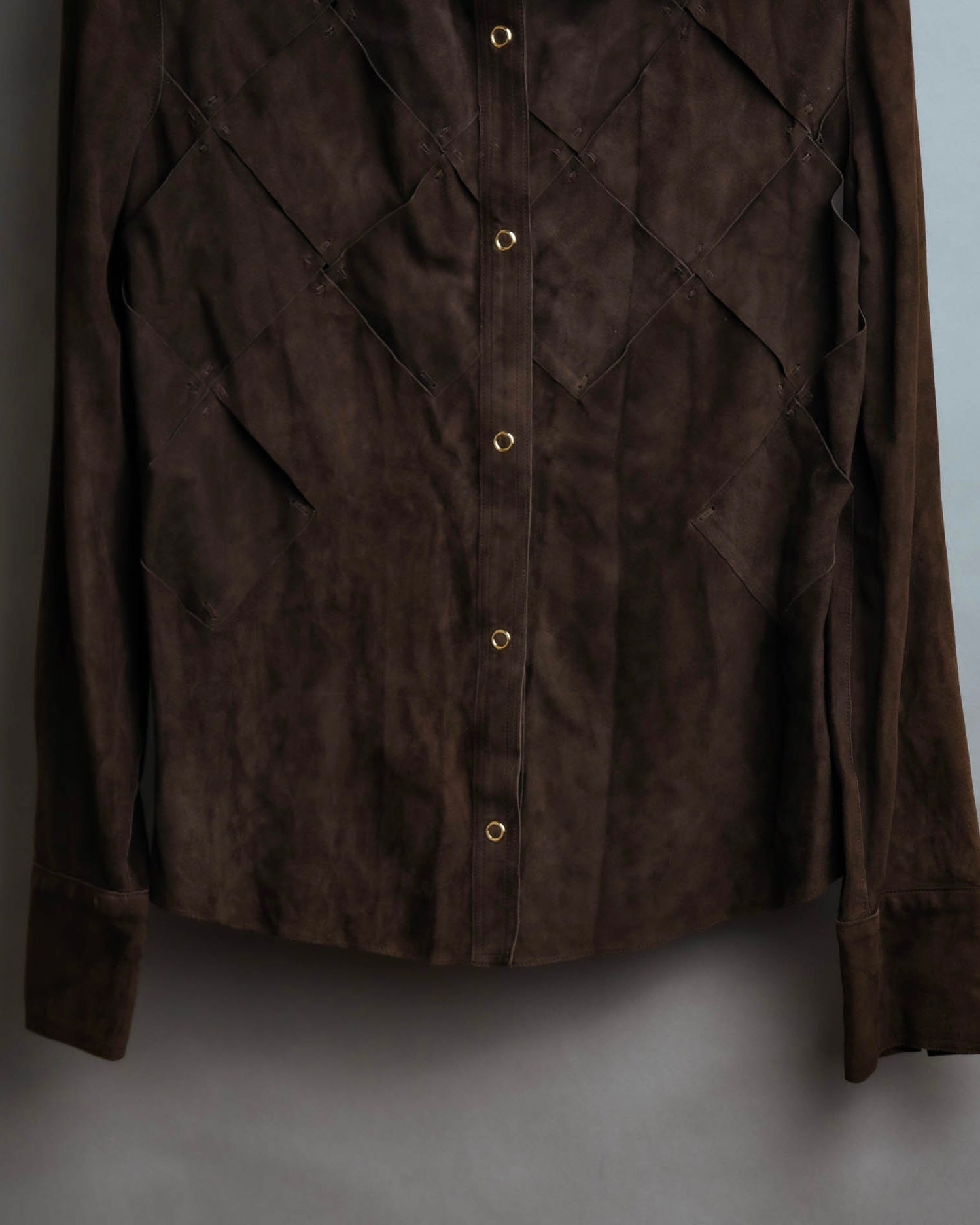 -SPECIAL- “BOTTEGA VENETA” 80’s-90’s Intrecciato suede leather shirt