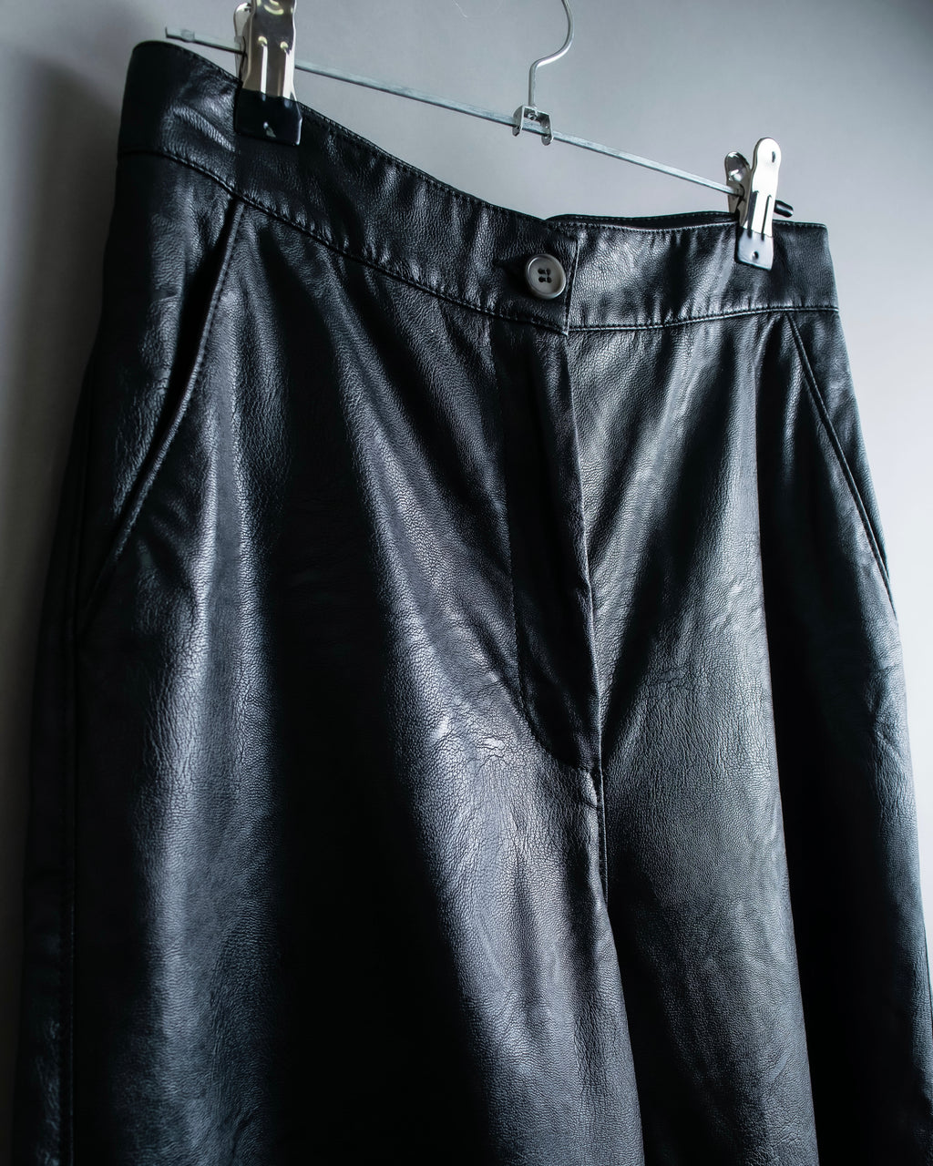 "MM6" Synthetic Leather Cut-Out Design Shorts