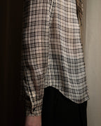 "Saint Laurent" Lame check pattern bow tie shirt