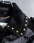 "Saint Laurent" 19AW gold studs design suede long coat