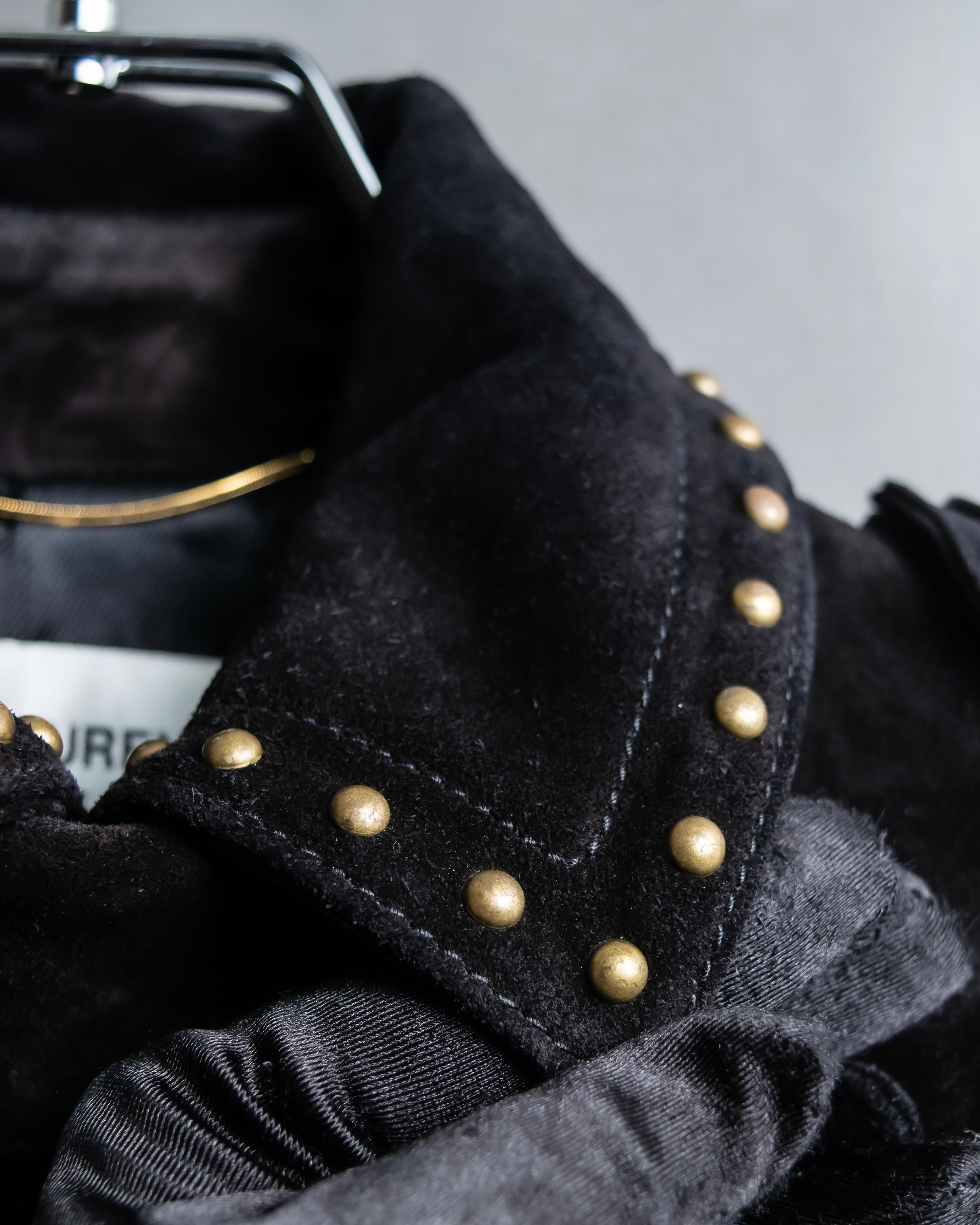 "Saint Laurent" 19AW gold studs design suede long coat