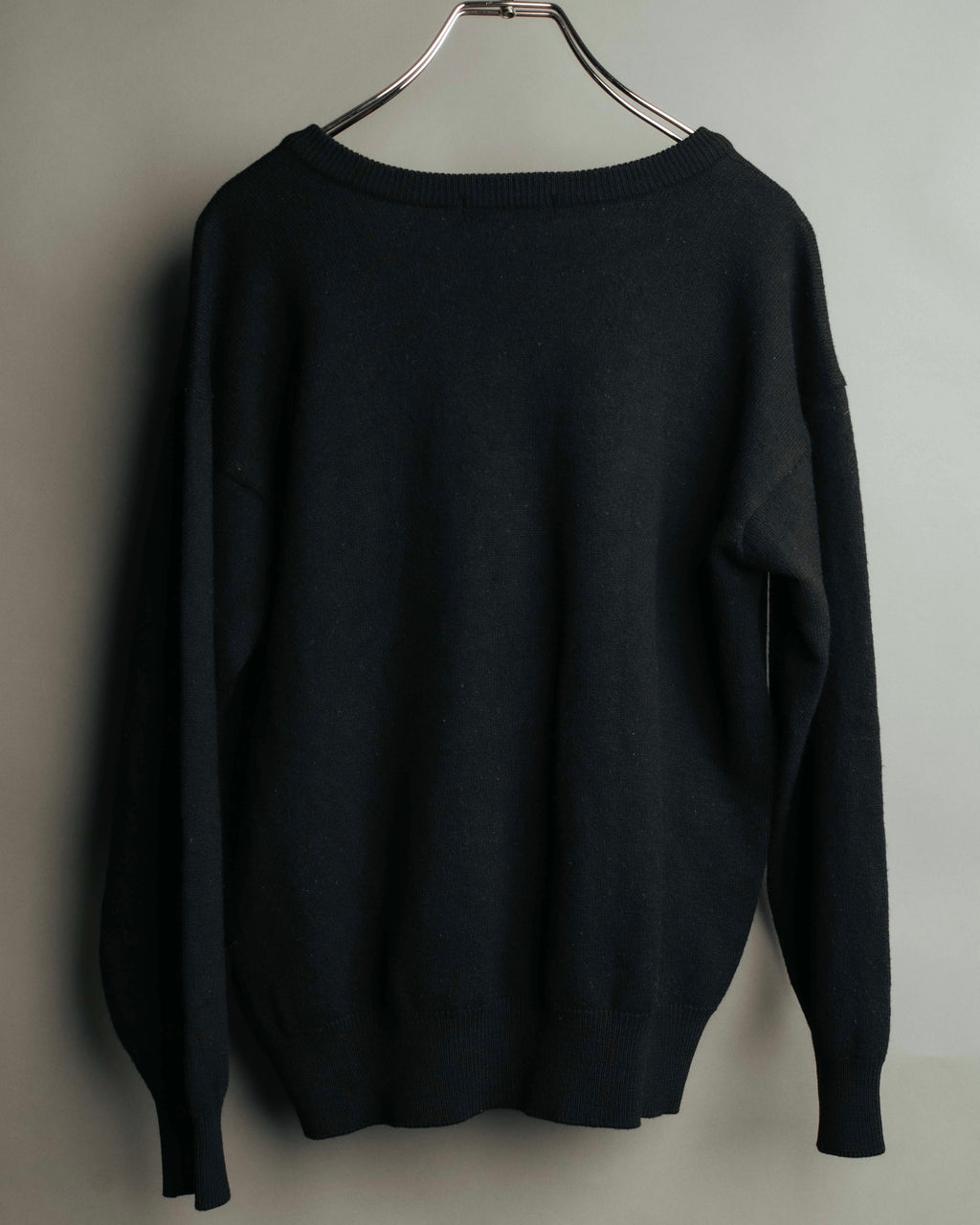 "Yves Saint Laurent" 80's-90's Minimal black wool v-neck sweater