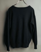 "Yves Saint Laurent" 80's-90's Minimal black wool v-neck sweater