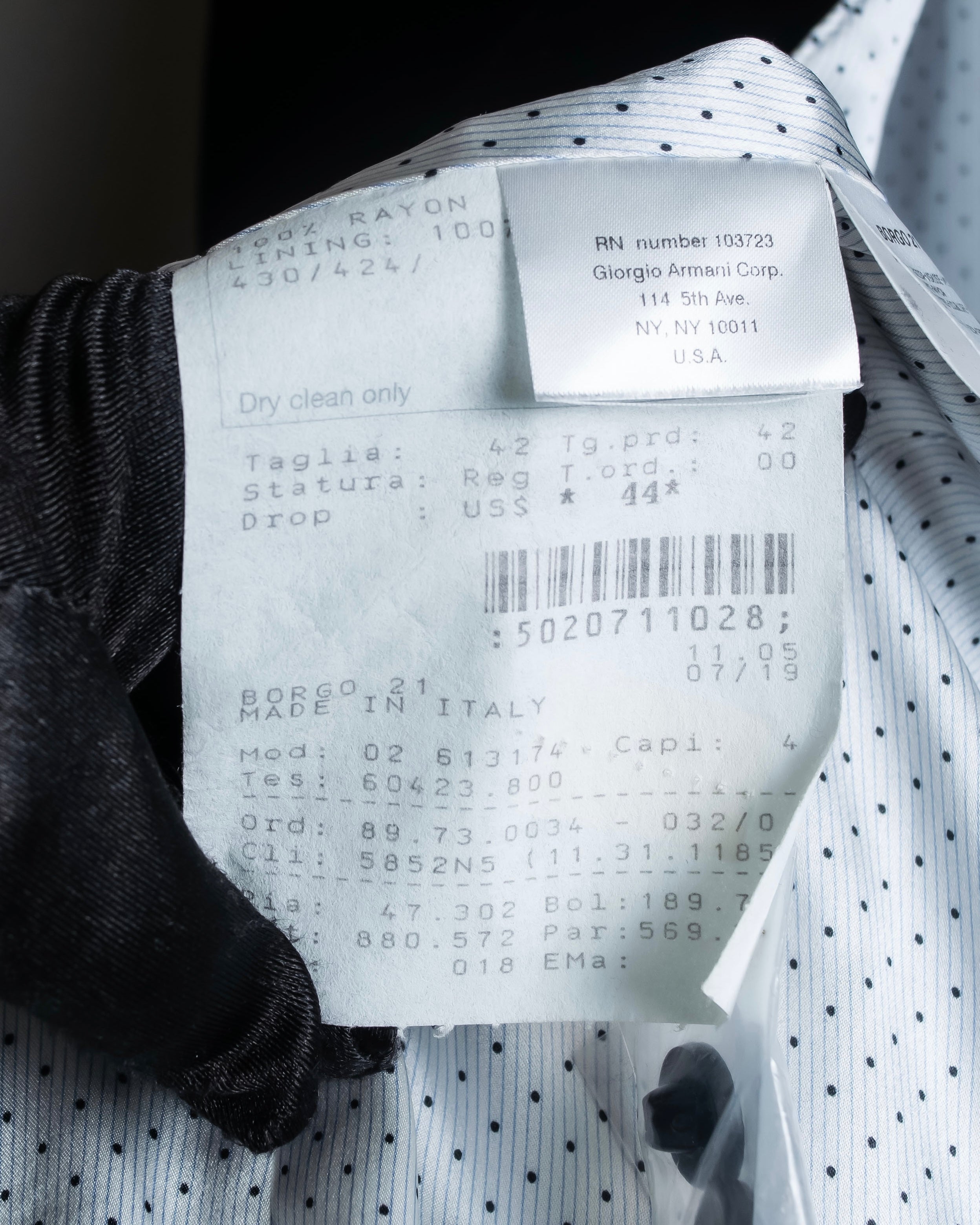 "GIORGIO ARMANI" Beautiful shape velour tailored jacket