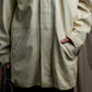 "LOEWE" 100% real leather off white color double zipper mid length coat