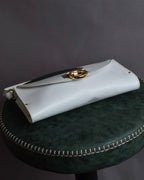 "Salvatore Ferragamo" Gancini motif structured white leather bag