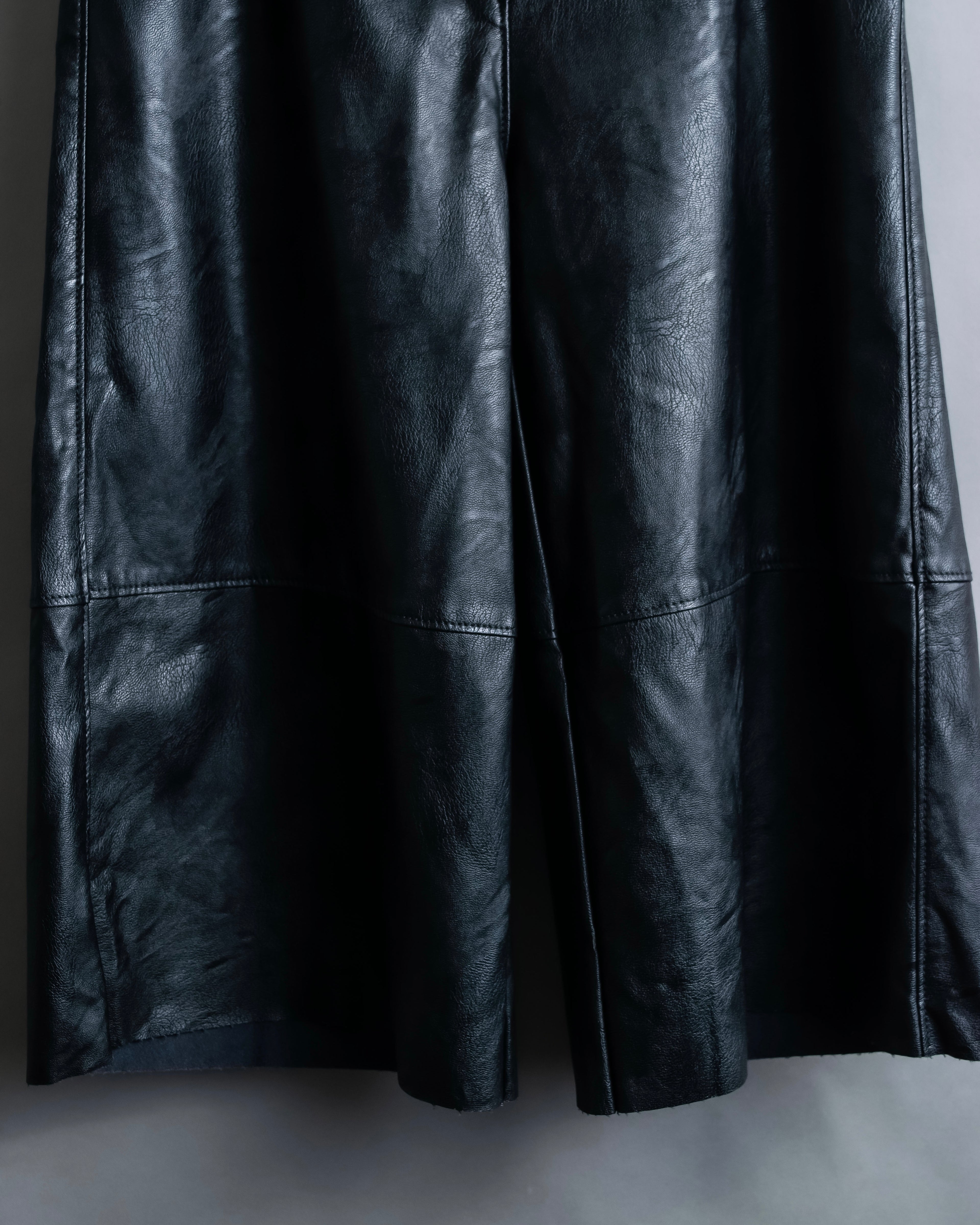 "MM6" Synthetic Leather Cut-Out Design Shorts