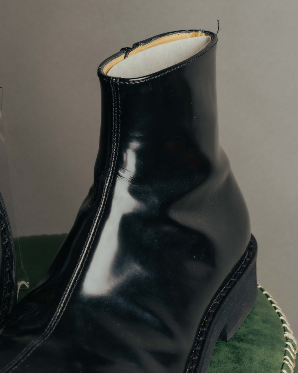 "MM6 Maison Margiela" 2010's Glossy leather side zip ankle boots