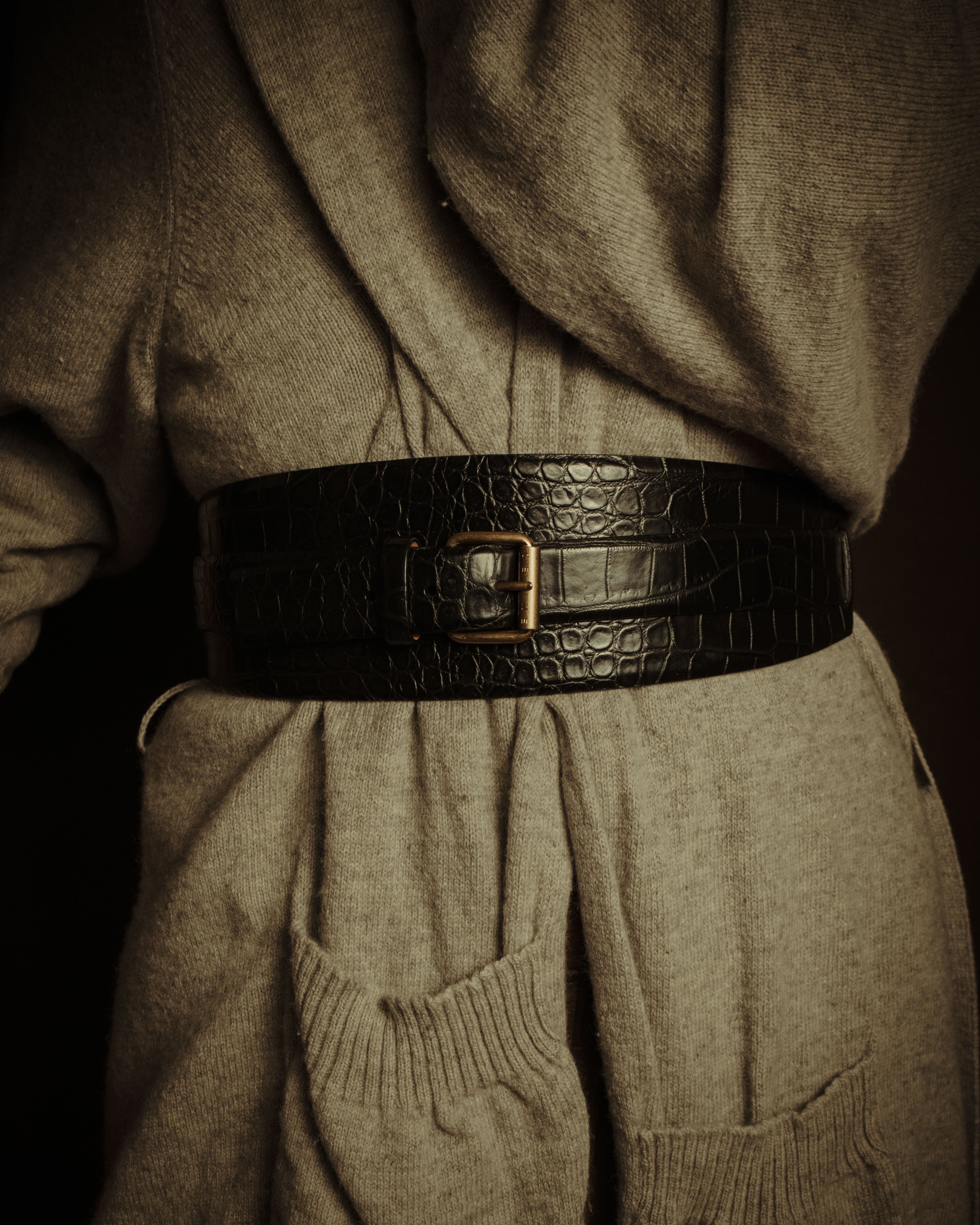 SPECIAL– “CELINE” 18's Croc embossed double wrap corset belt – MOOD