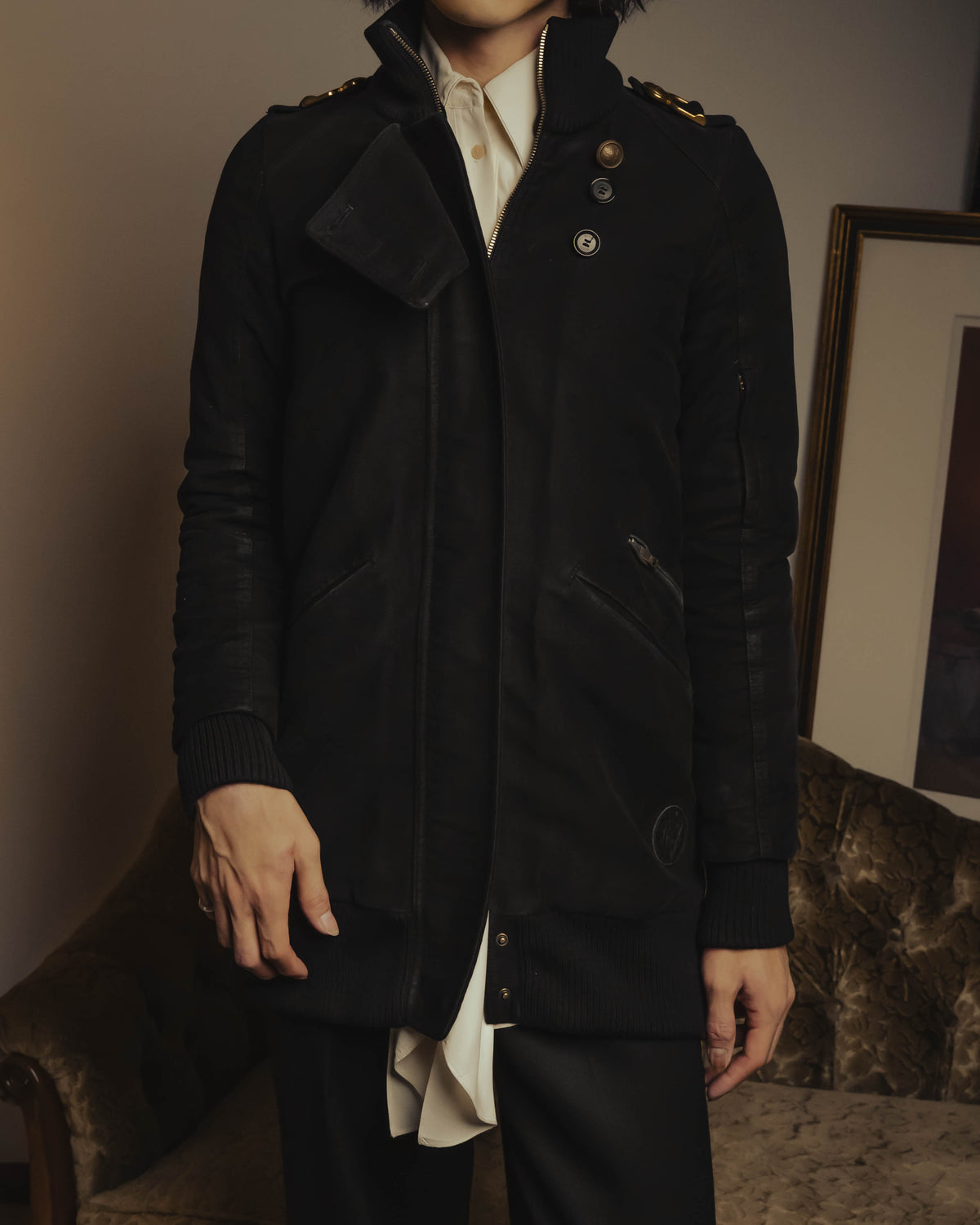 “GUCCI” Late 00’s military detail cotton long jacket