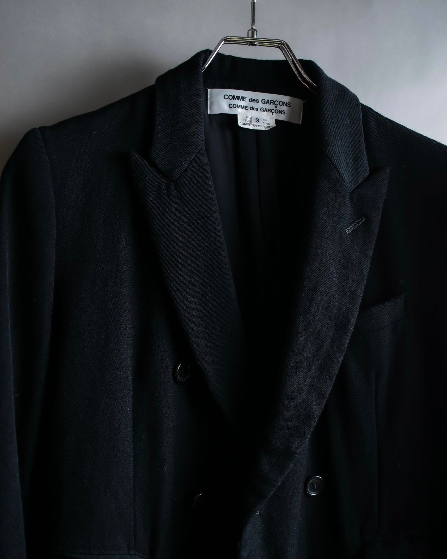 "COMME des GARCONS COMME des GARCONS" Peaked lapel double-breasted long tailored jacket