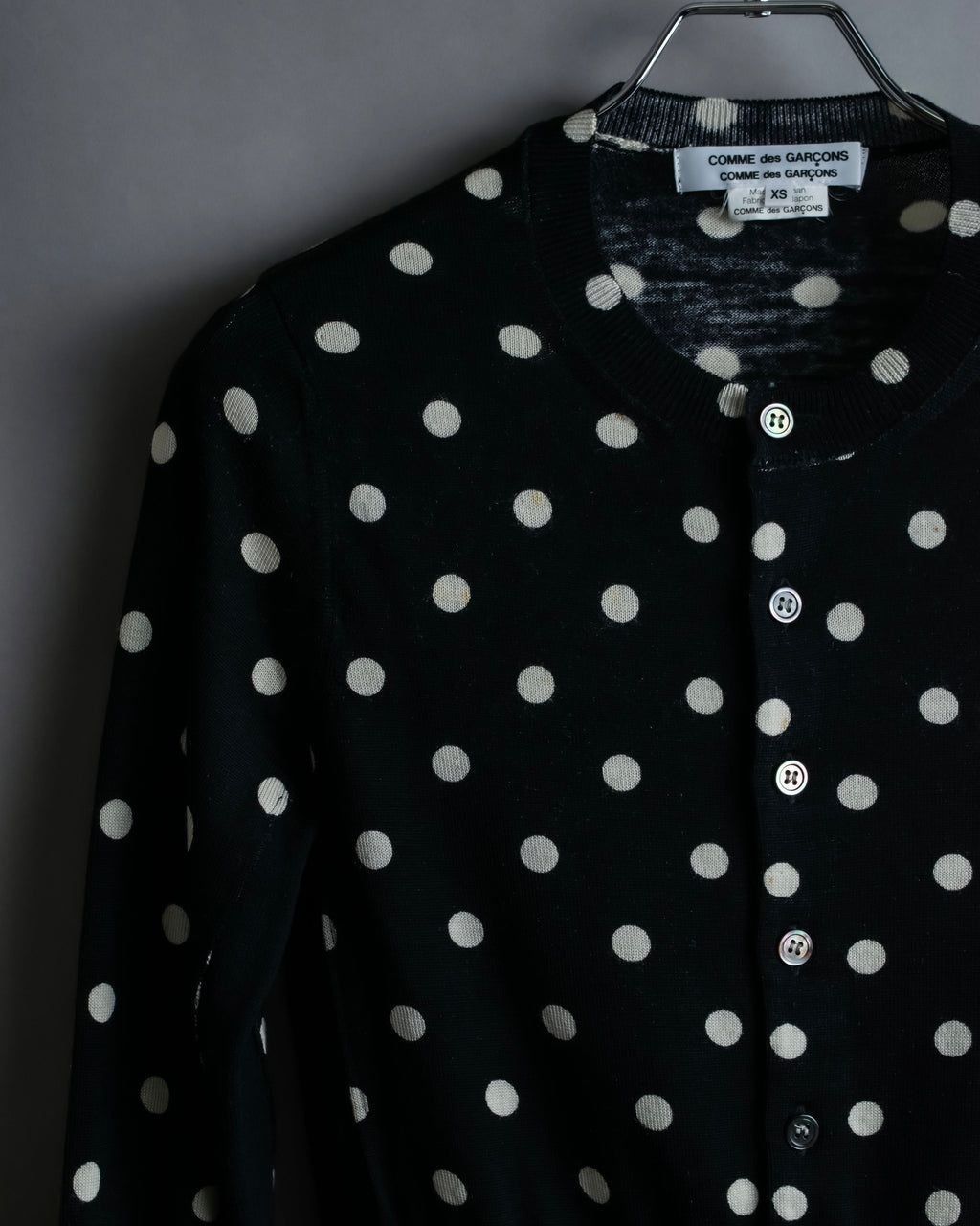 “Comme des Garçons Comme des Garçons“ Dot patterned wool knit cardigan