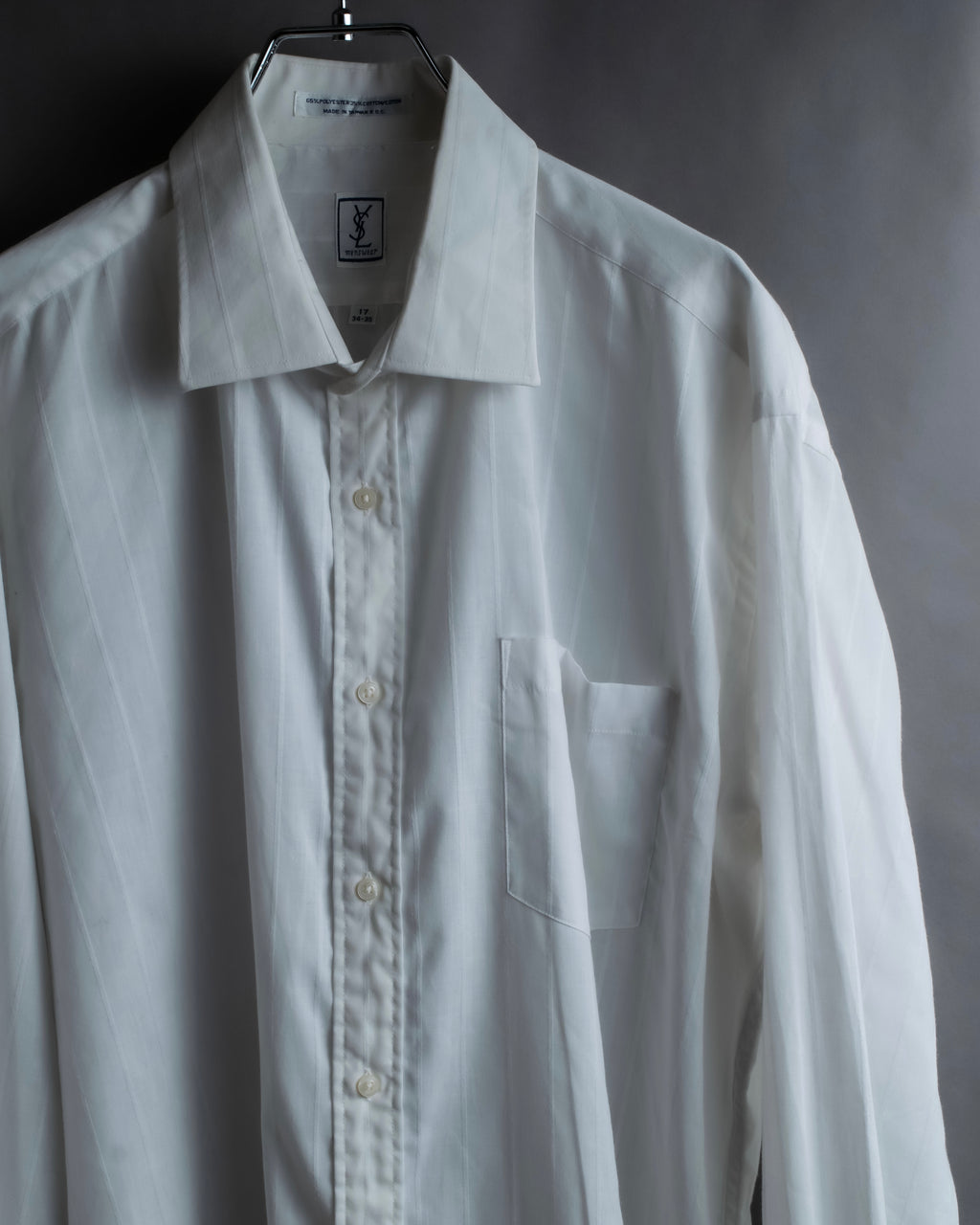 "YVES SAINT LAURENT" 1980's striped weave white shirt