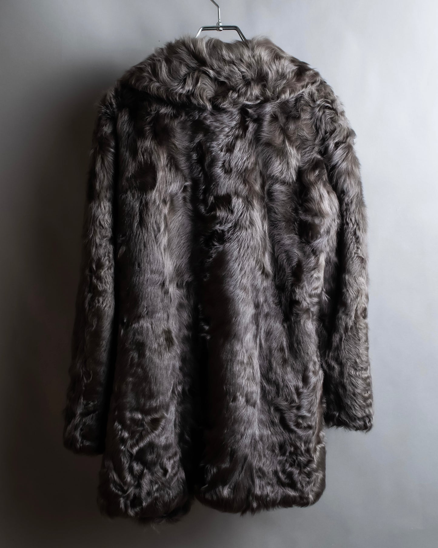 "EMBA" Large collar mid length fur coat