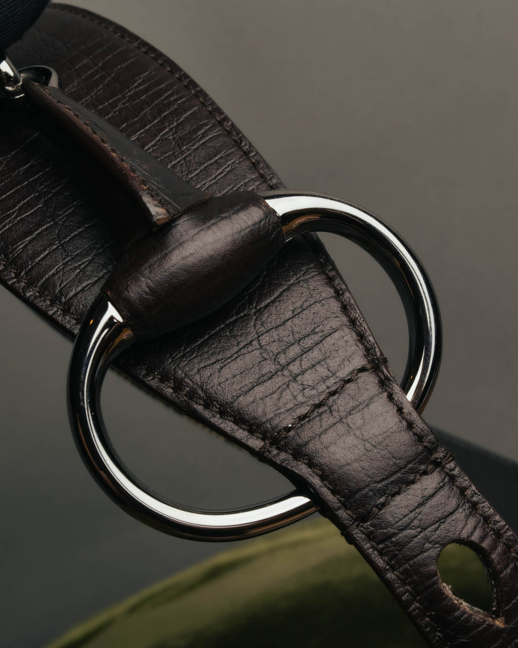 "GUCCI" 00's Large horsebit GG canvas wide waist belt