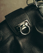 “Salvatore Ferragamo” 00’s-10’s Gancini pebbled leather handbag