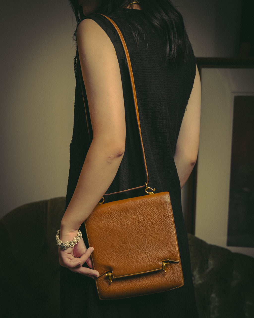 -SPECIAL- "Hermès" 80's Structured leather shoulder bag