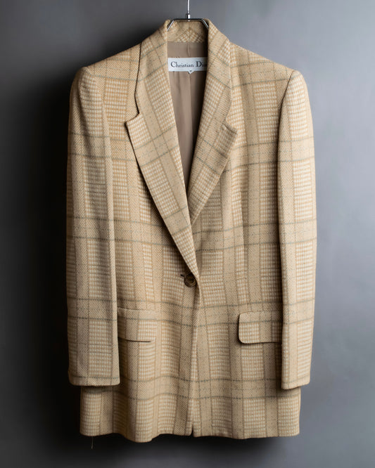 "Christian Dior" Glen check pattern beautiful shape tailored jacket