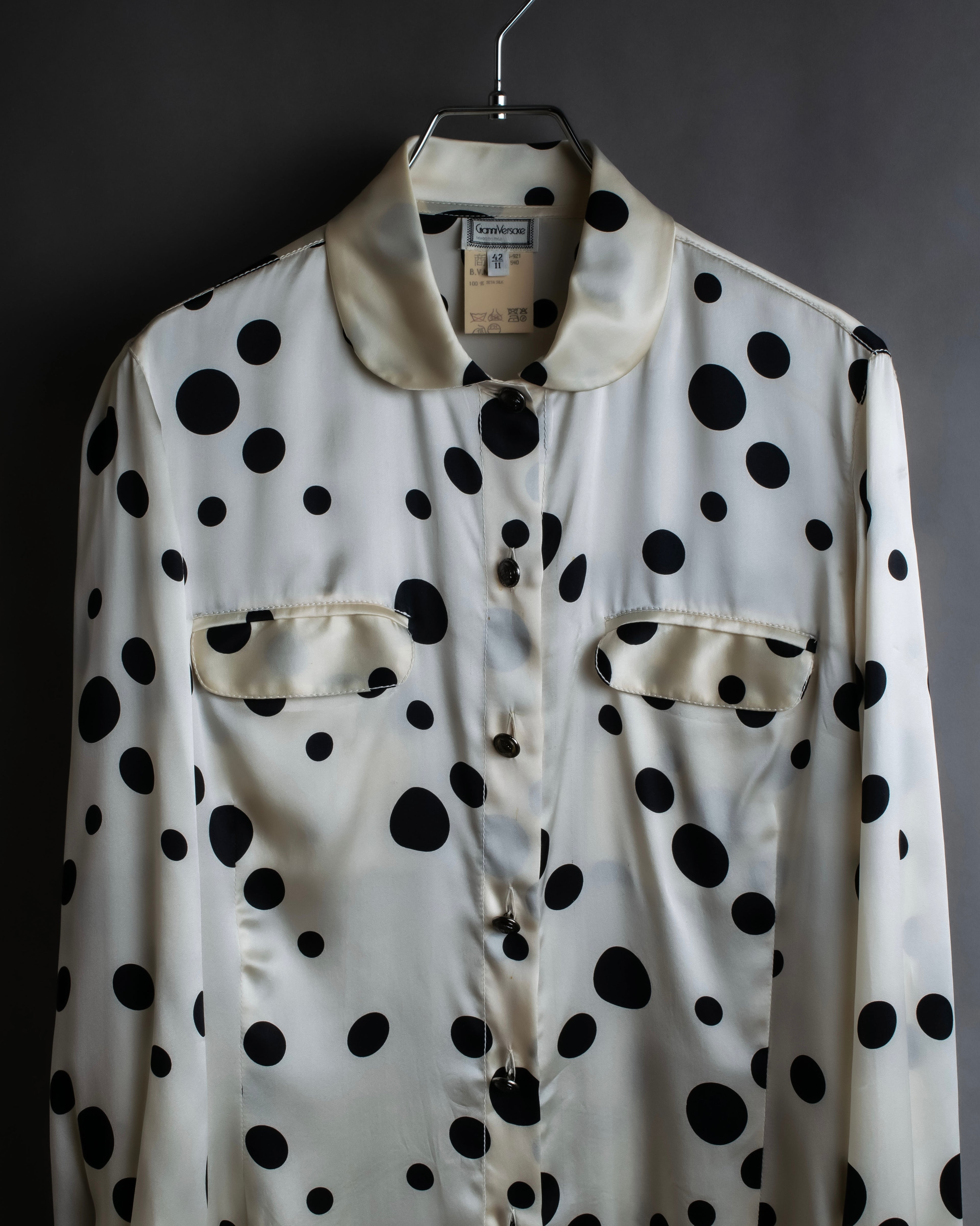"GIANNI VERSACE" Irregular dot pattern silk shirt
