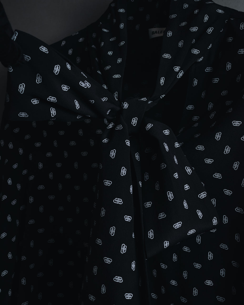 "BALENCIAGA" All-over Logo Bow-Tie Blouse