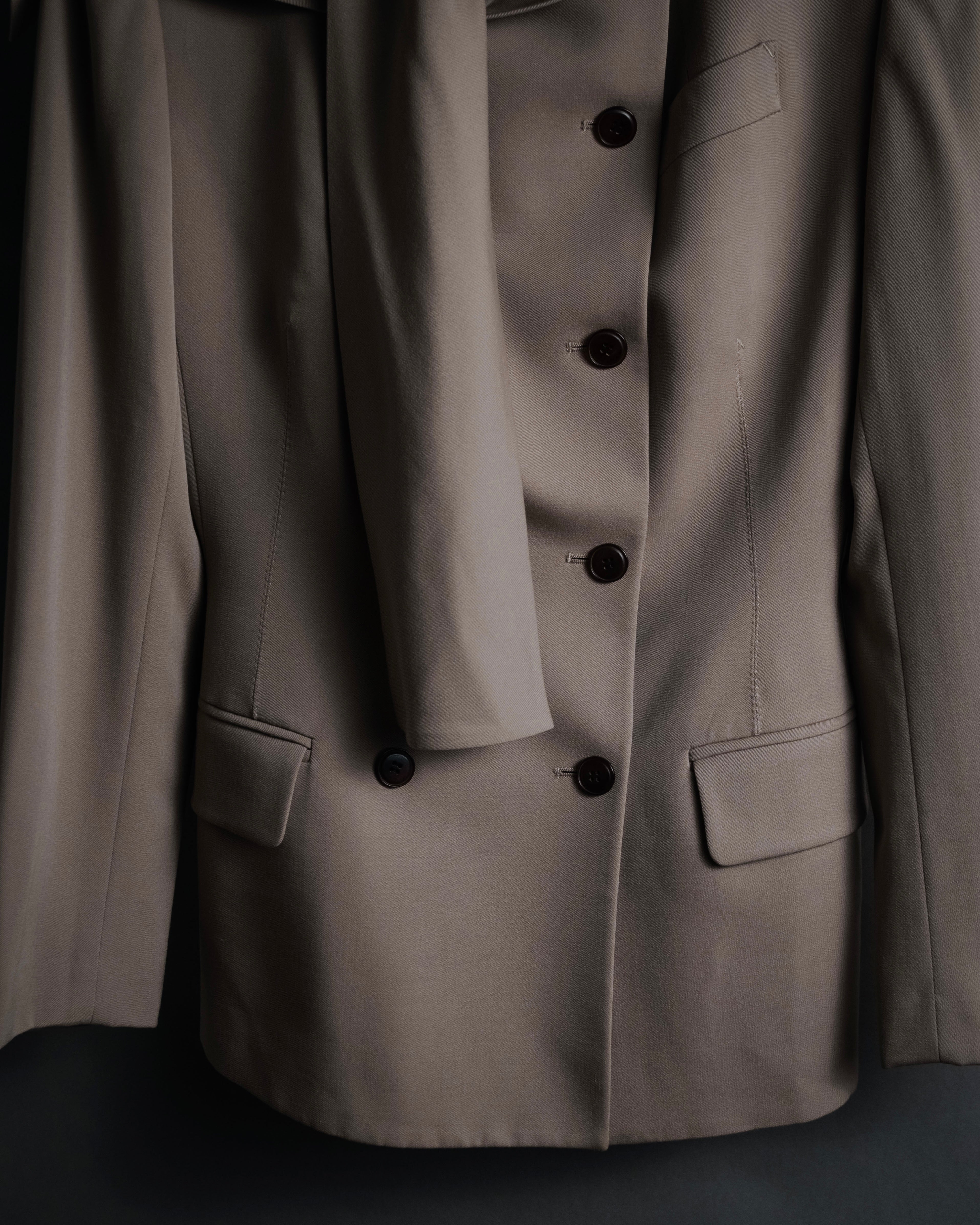 –SPECIAL– “Jean Paul GAULTIER FEMME” 90’s-00’s sculptural scarf collar tailored jacket