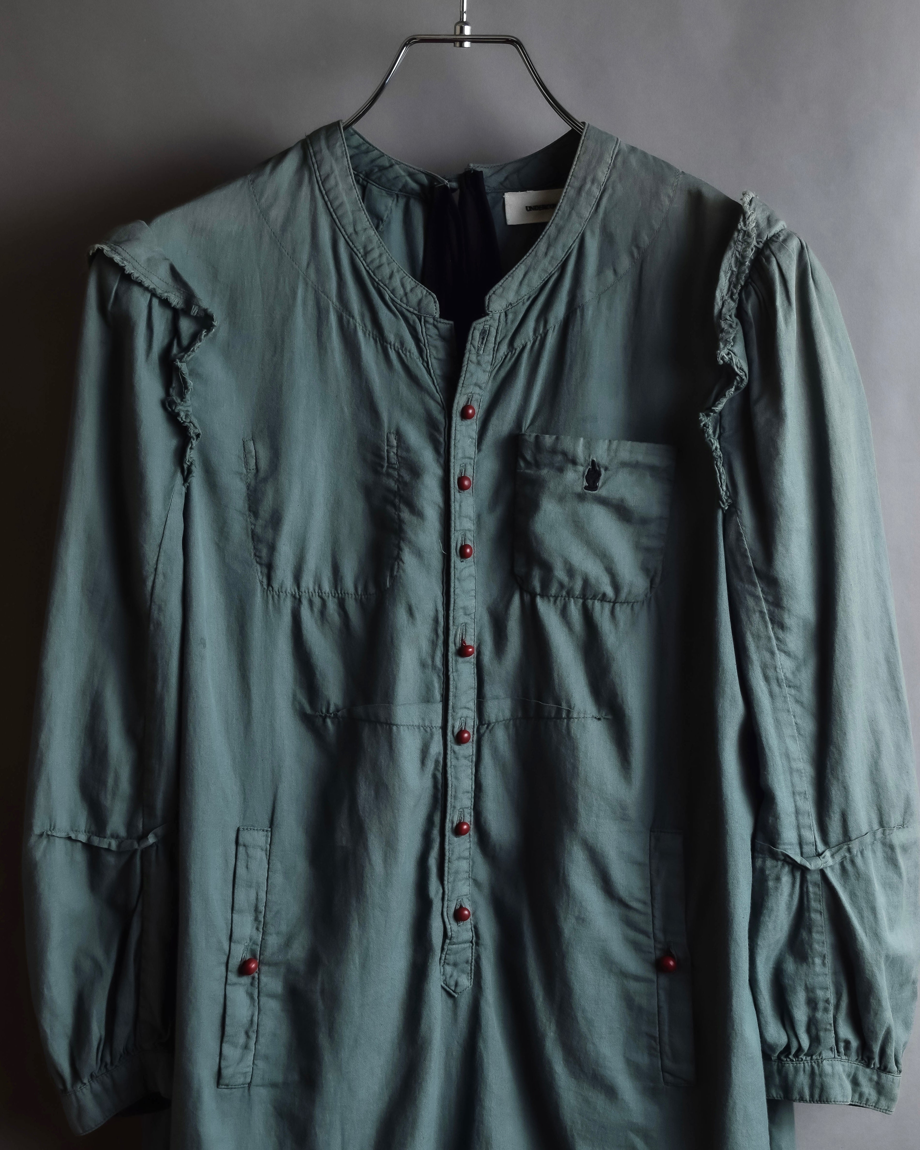 "UNDERCOVER" Raw edge frill design military-like shirt tunic