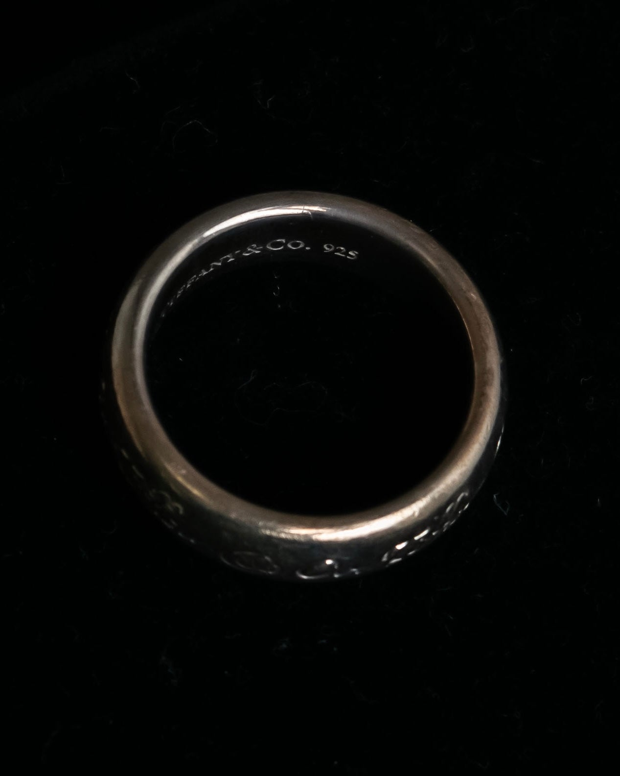 "Tiffany&Co" Notes series cursive logo engraved silver ring