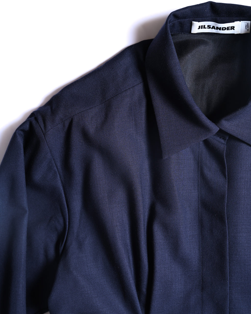 JIL SANDER/ 2015 Shape Designed Wool Shirt Coat Navy