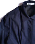 JIL SANDER/ 2015 Shape Designed Wool Shirt Coat Navy