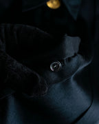 "CHANEL" Coco mark button design black glossy shirt