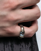 "GUCCI" Bamboo motif stone top silver ring