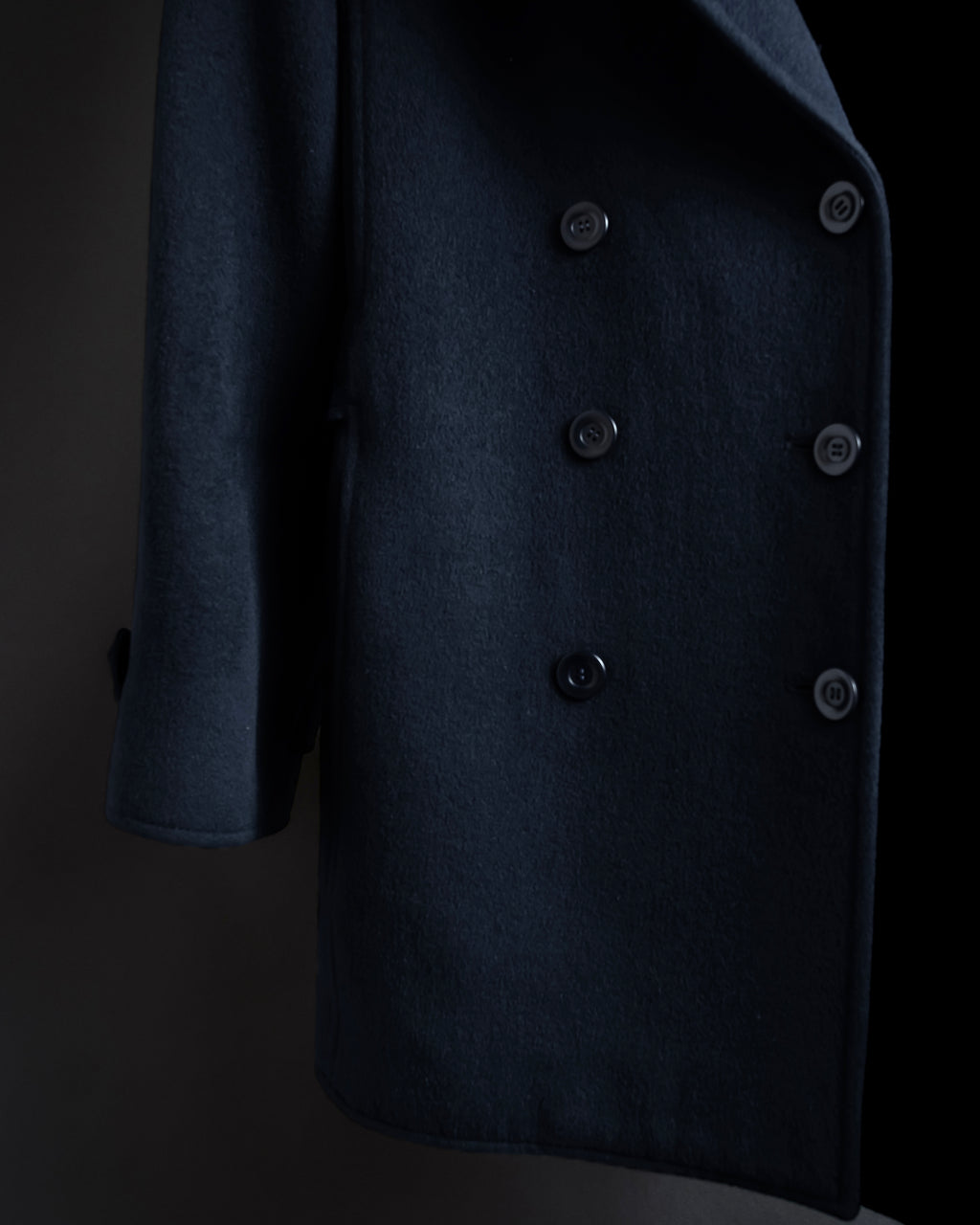 "VALENTINO" Fur collar double-breasted wool coat