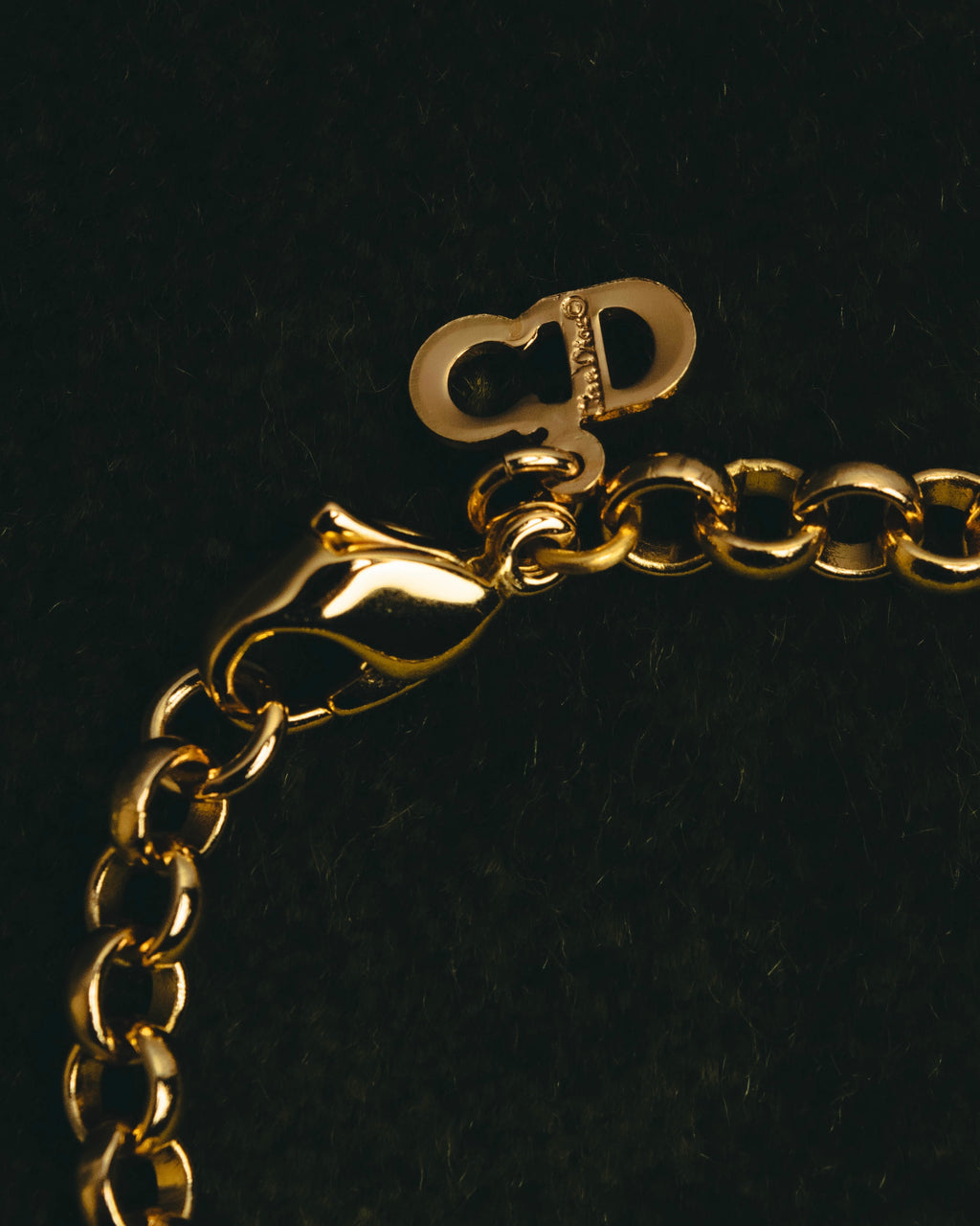 "Christian Dior" 00's-10's Floral rhinestone charm bracelet