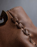 "GUCCI" Charlotte whipstitch hobo leather shoulder Bag