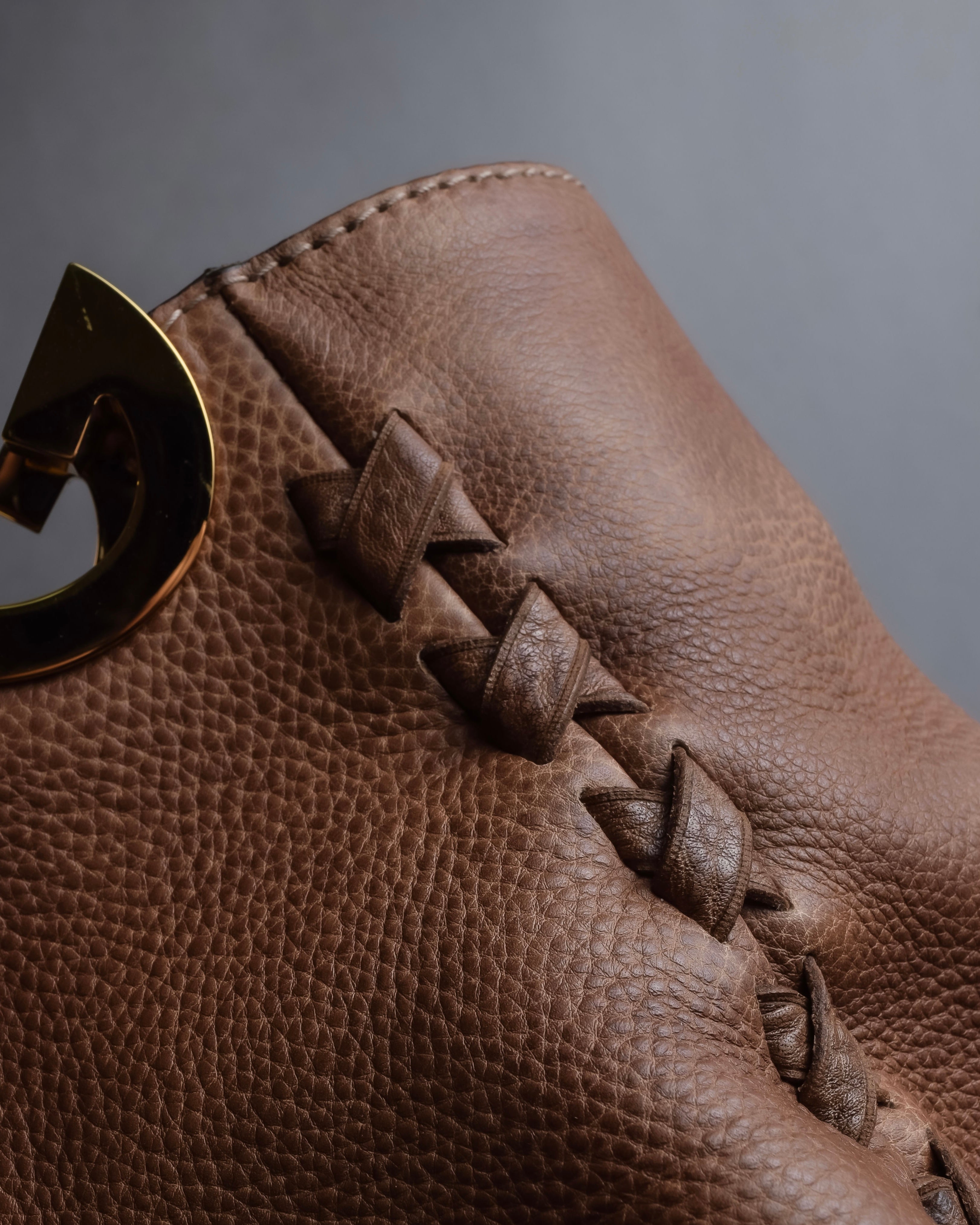 "GUCCI" Charlotte whipstitch hobo leather shoulder Bag