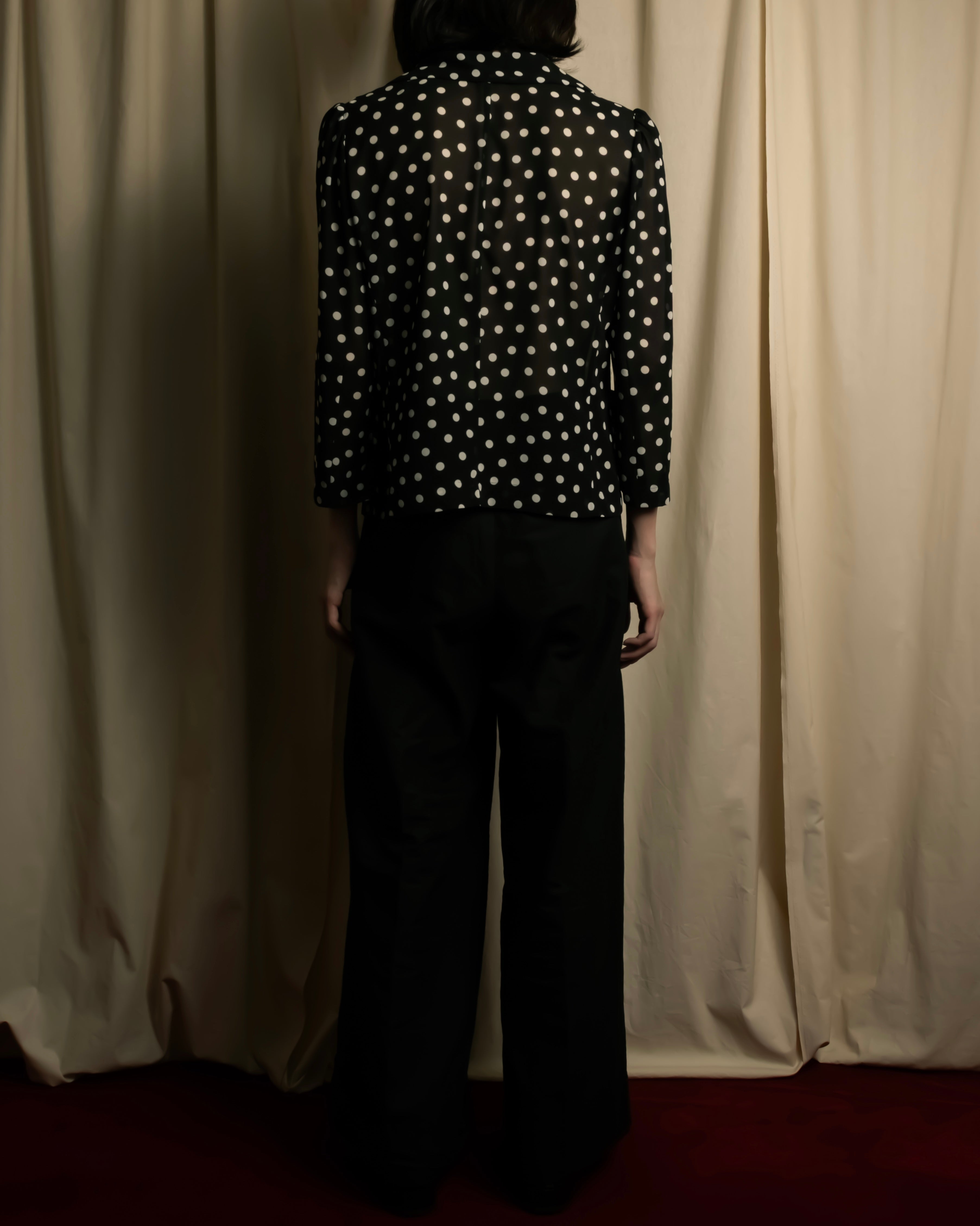 "robe de chambre COMME des GARCONS" 2002SS White dot pattern open collar shirt