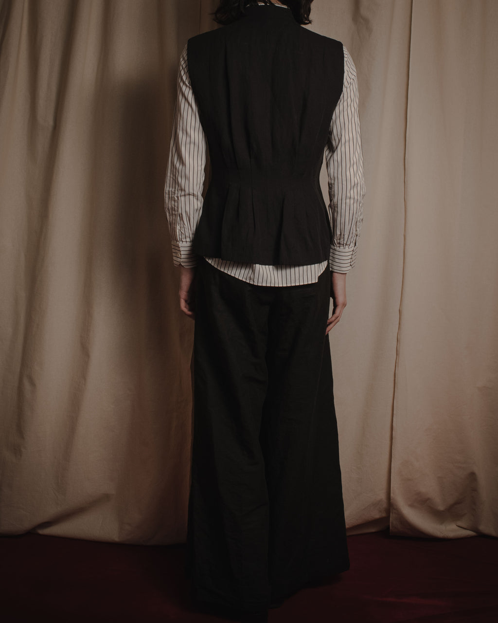 "GIORGIO ARMANI" Early 90s rayon linen asymmetric gilet