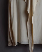 "GUCCI" Michele period frill lace silk bowtie shirt