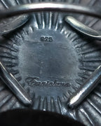 “Enasoluna” Flower motif marble stone silver ring