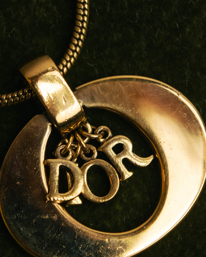 "Christian Dior" 80's-90's Gold logo pendant necklace