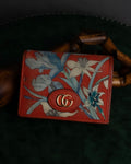 "GUCCI" Botanical pattern double G motif leather bifold wallet