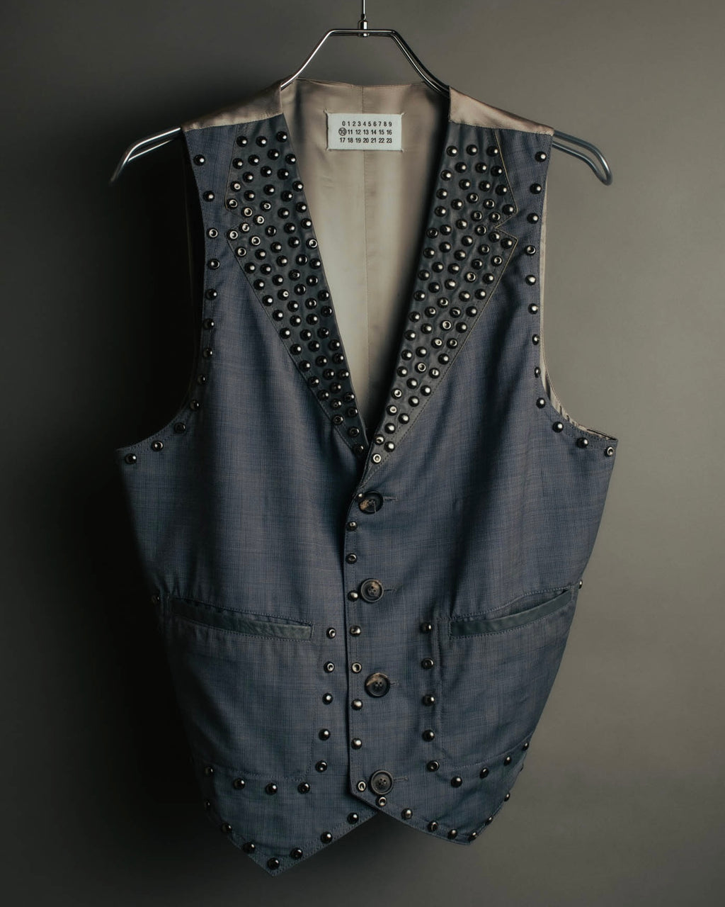 -SPECIAL- “Maison Martin Margiela” 07SS Studded wool leather tailored vest