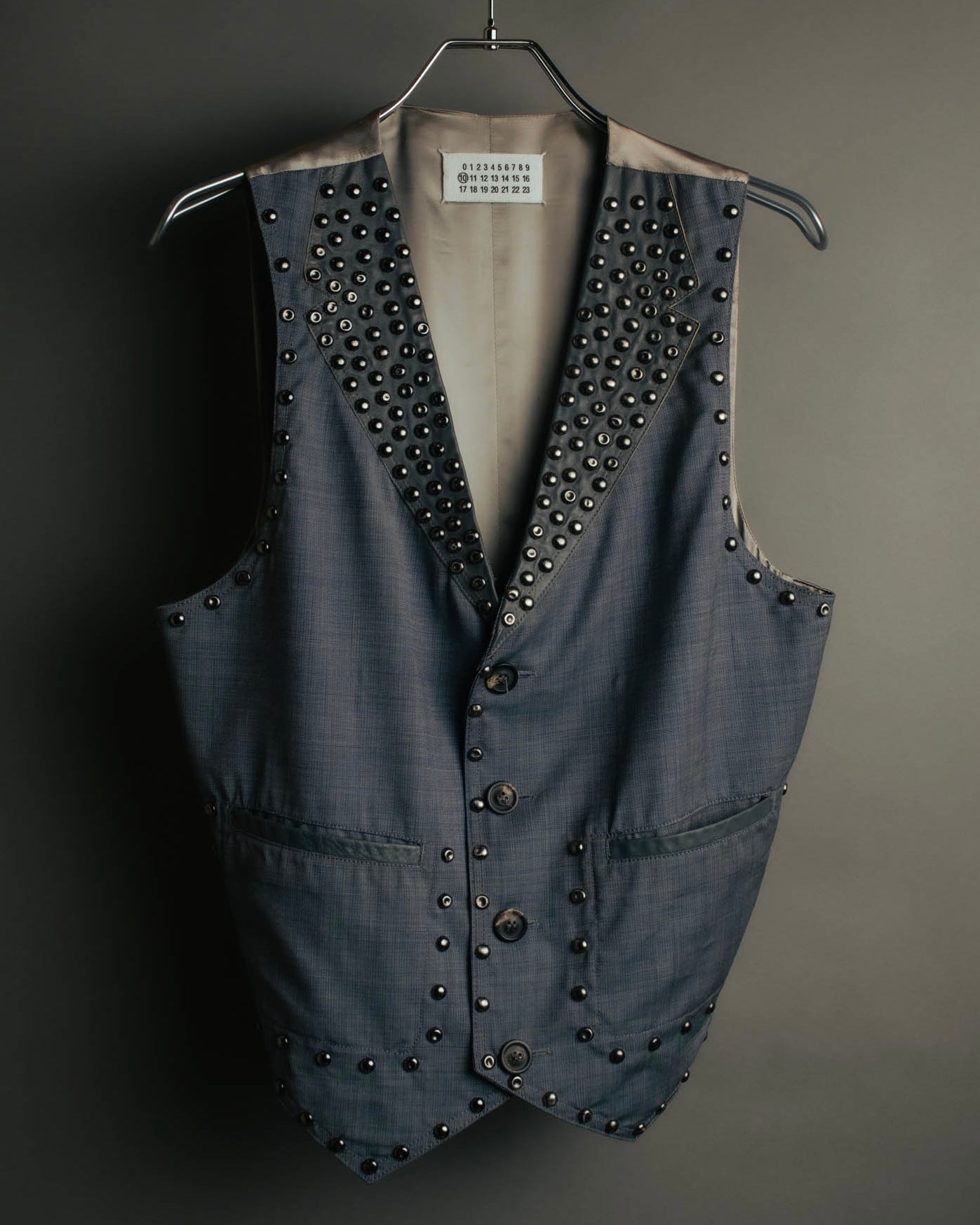 -SPECIAL- “Maison Martin Margiela” 07SS Studded wool leather tailored vest