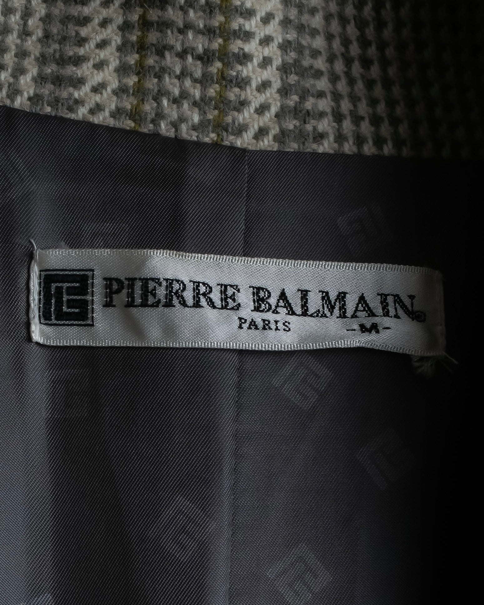 "PIERRE BALMAIN" Glen check belted gown coat
