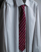 "GUCCI" Burgundy color diagonal stripe silk neck tie